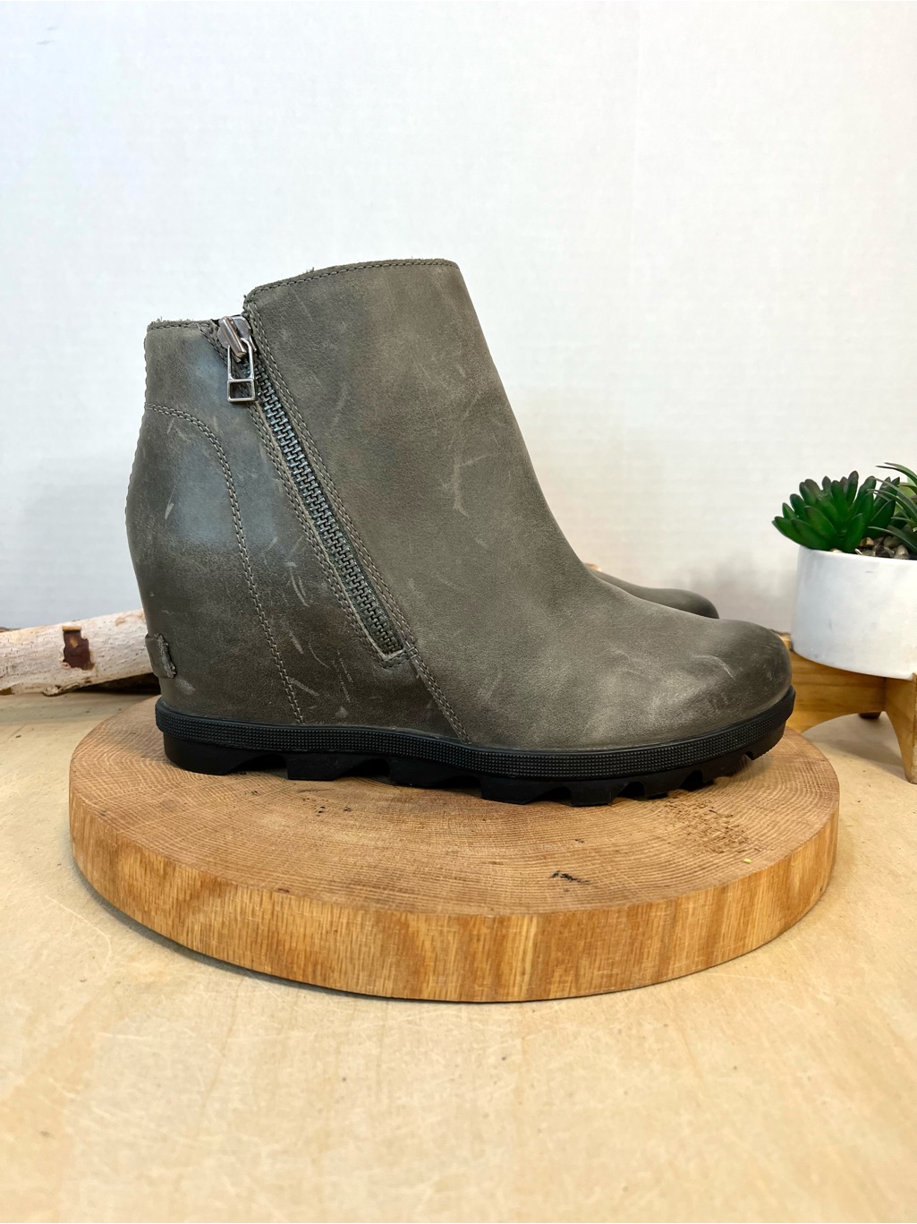 Sorel Joan Of Arctic Wedge Ii Zip Waterproof Boots Quarry Grey 9